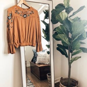 Mustard Floral Long Sleeve Blouse